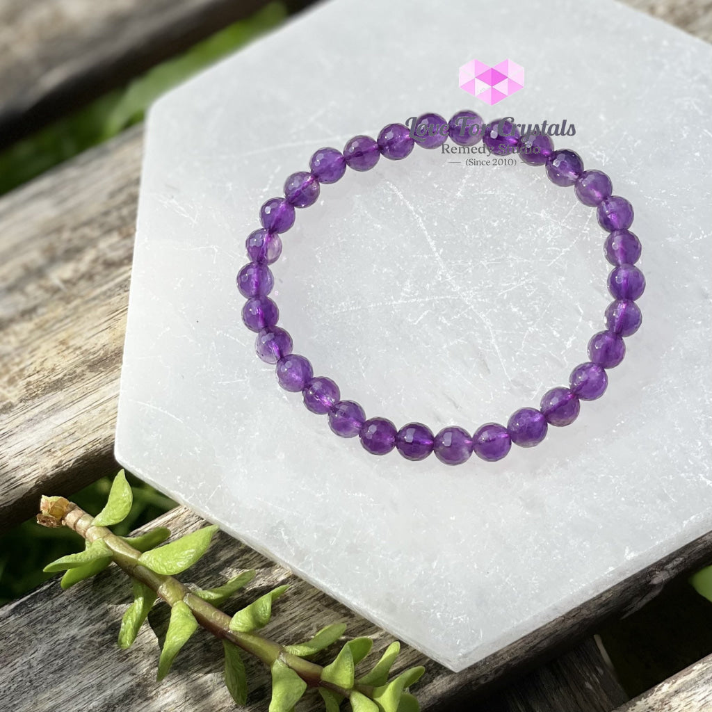 Amethyst Gemstone Energy Bracelet (Focus) 6Mm Faceted