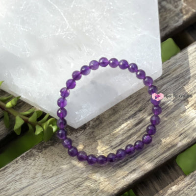 Amethyst Gemstone Energy Bracelet (Focus) 6Mm Faceted