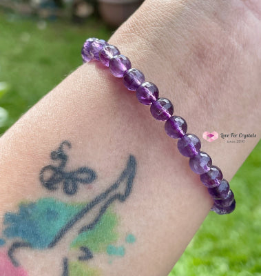 Amethyst Gemstone Energy Bracelet (Focus) 6Mm Faceted