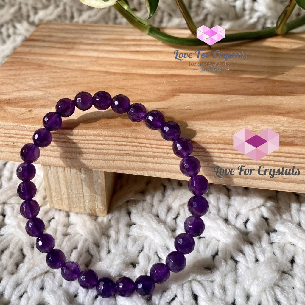 Amethyst Gemstone Energy Bracelet (Focus) 6Mm Faceted