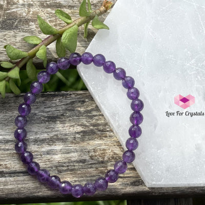 Amethyst Gemstone Energy Bracelet (Focus) 6Mm Faceted