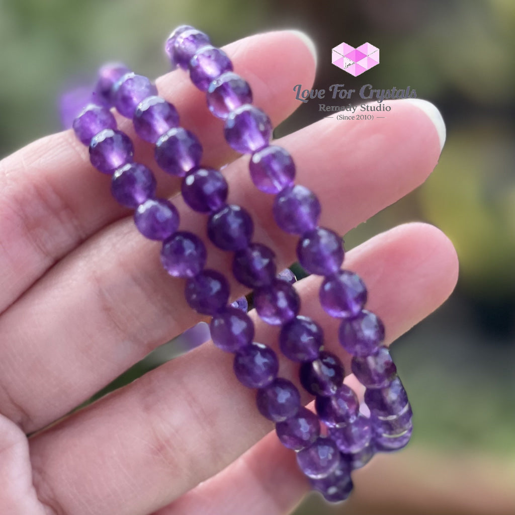 Amethyst Gemstone Energy Bracelet (Focus) 6Mm Faceted