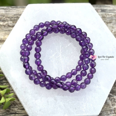 Amethyst Gemstone Energy Bracelet (Focus) 6Mm Faceted