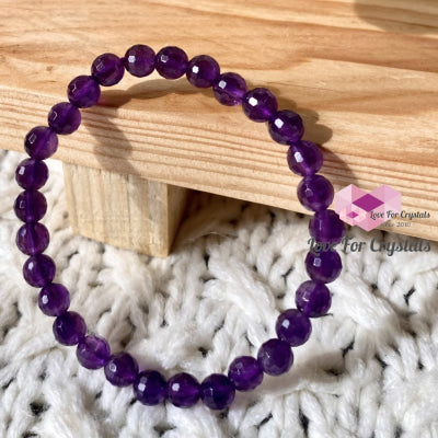 Amethyst Gemstone Energy Bracelet (Focus) 6Mm Faceted