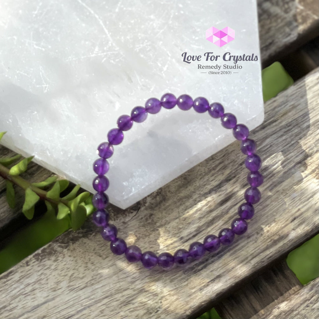 Amethyst Gemstone Energy Bracelet (Focus) 6Mm Faceted
