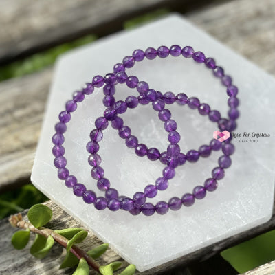 Amethyst Gemstone Energy Bracelet (Focus) 6Mm Faceted