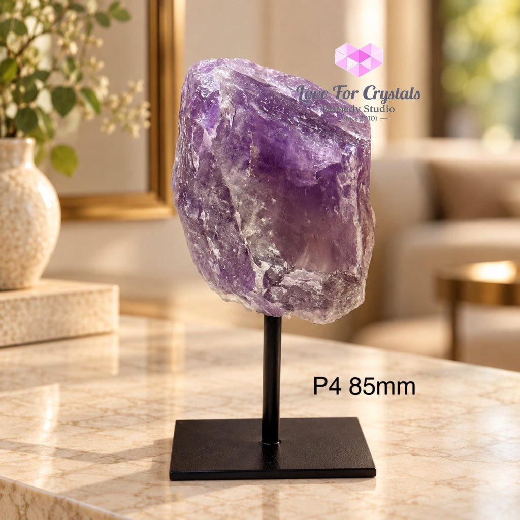 Amethyst Raw Mounted on Black Metal Stand (Brazil) Success Anchor - P4 85mm - Amethyst
