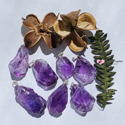 Raw Amethyst Pendant (Brazil) Silver Plated Pendants & Necklaces