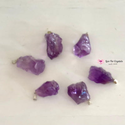 Amethyst Raw Pendant (Brazil) Silver Plated (20-45Mm) Pendants & Necklaces