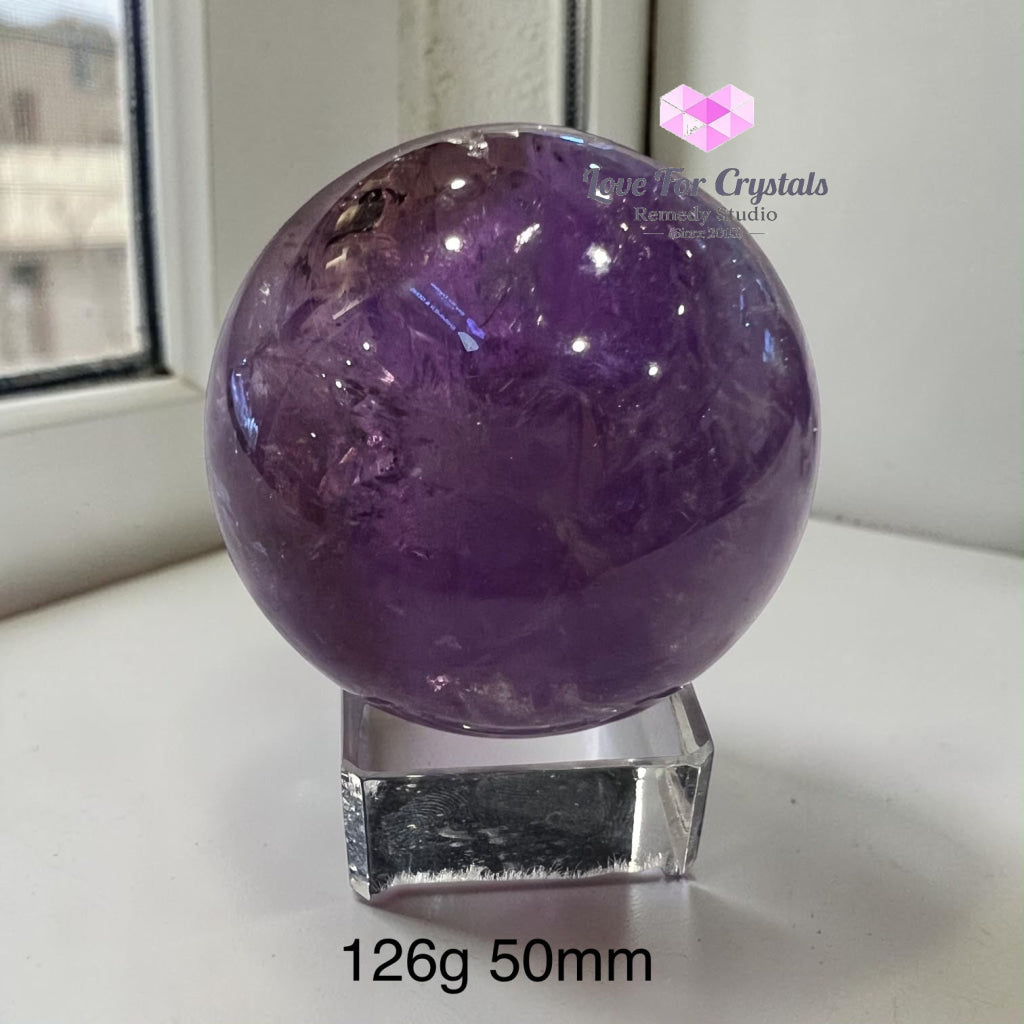 Amethyst Sphere (Orb of Calm & Success) Brazil AAA Grade - 126g 50mm - Amethyst