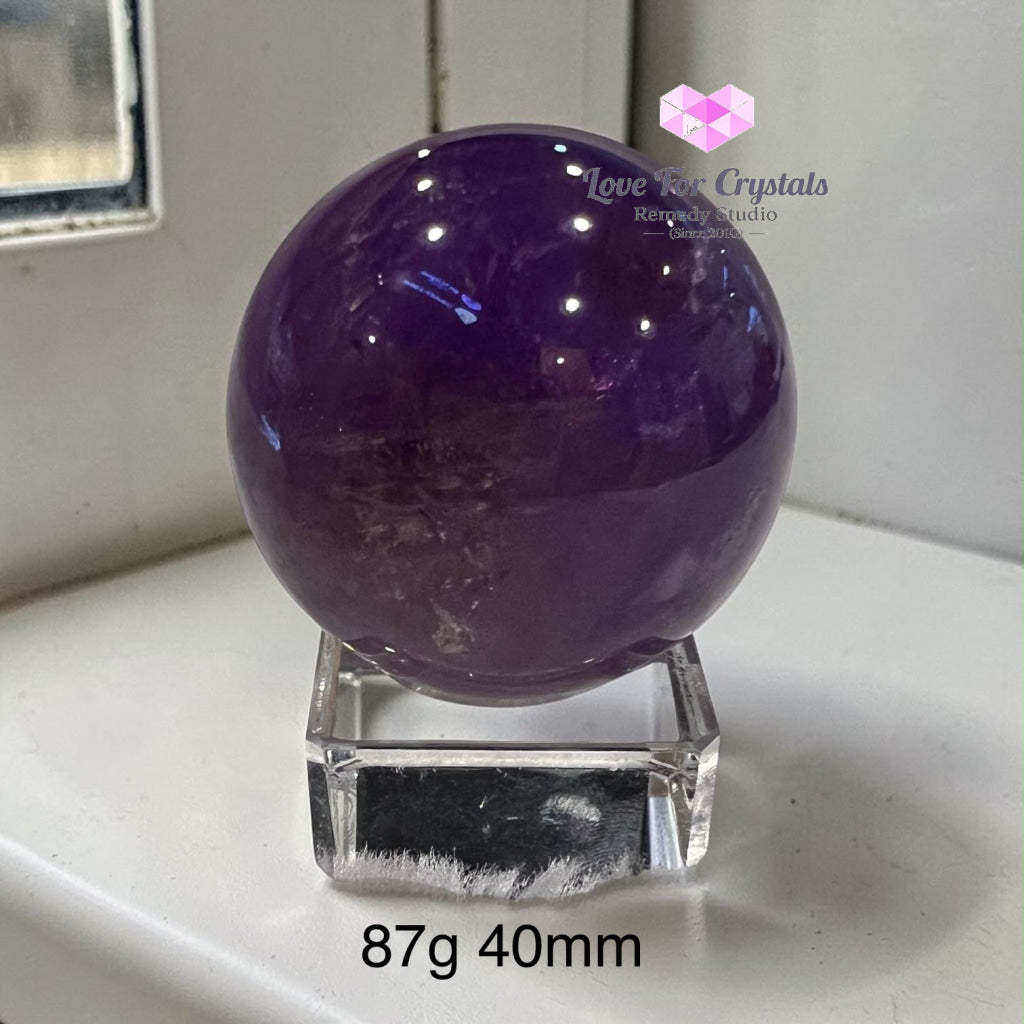 Amethyst Sphere (Orb of Calm & Success) Brazil AAA Grade - 87g 40mm - Amethyst