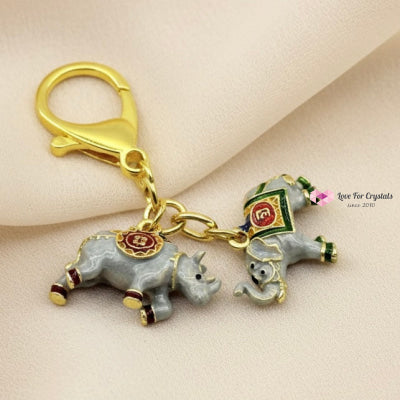 Anti Robbery & Anti Scamming Keychain (Feng Shui 2026) Rhino & Elephant Feng Shui