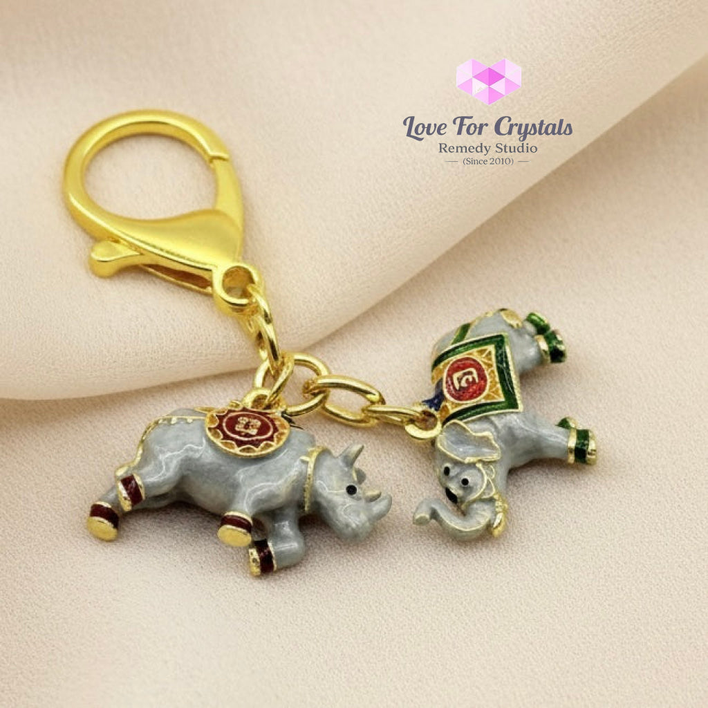 Anti Robbery & Anti Scamming Keychain (Feng Shui 2026) Rhino & Elephant Feng Shui