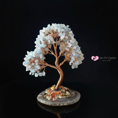 Aquamarine Wealth Tree on Agate Slice 10cm