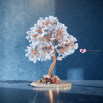 Aquamarine Wealth Tree on Agate Slice 10cm