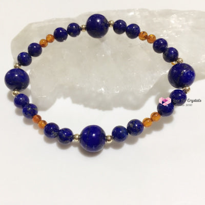 Archangel Michael Crystal Bracelet (Courage & Protection) By Audreys Remedies (Lapis Lazuli Amber