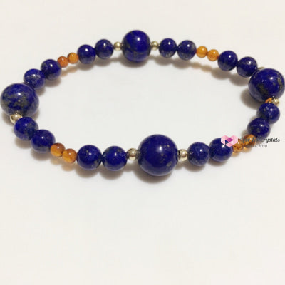 Archangel Michael Crystal Bracelet (Courage & Protection) By Audreys Remedies (Lapis Lazuli Amber
