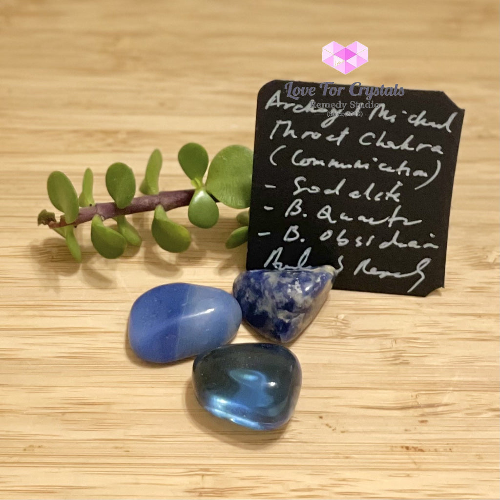 Archangel Michael Throat Chakra Remedy Set (Communication And Expression) Crystal Set