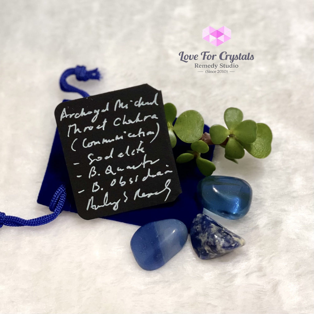Archangel Michael Throat Chakra Remedy Set (Communication And Expression) Crystal Set