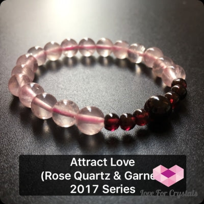 Attract Love Bracelet Rose Quartz & Garnet - 8Mm Beads Bracelets Bangles