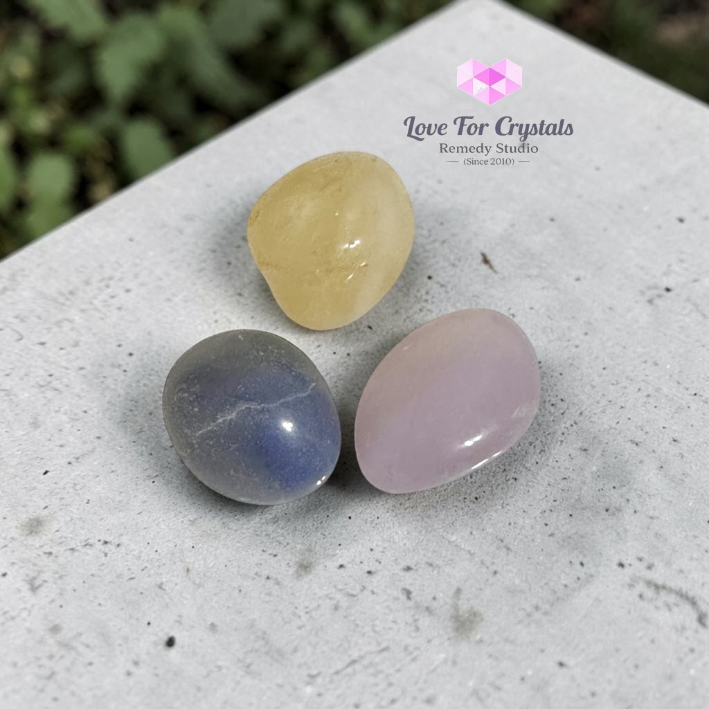 ATTRACT NEW JOB Pocket Remedy Crystal Trio Set (Blue Aventurine Citrine Fluorite)25-35mm - Set of 3 Stones - Crystal