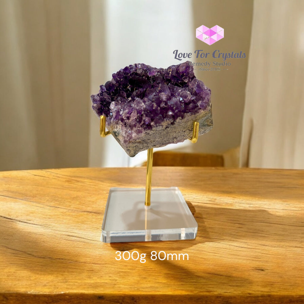 Attract Success Premium Amethyst Druse with Stand (Brazil) Pre-coded & Activated 300g 80mm Amethyst