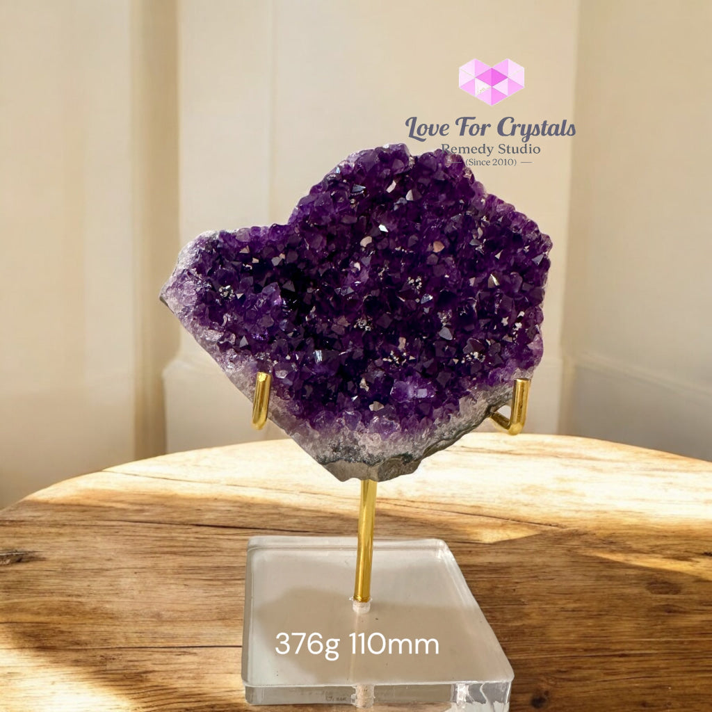 Attract Success Premium Amethyst Druse with Stand (Brazil) Pre-coded & Activated 376g 110mm Amethyst