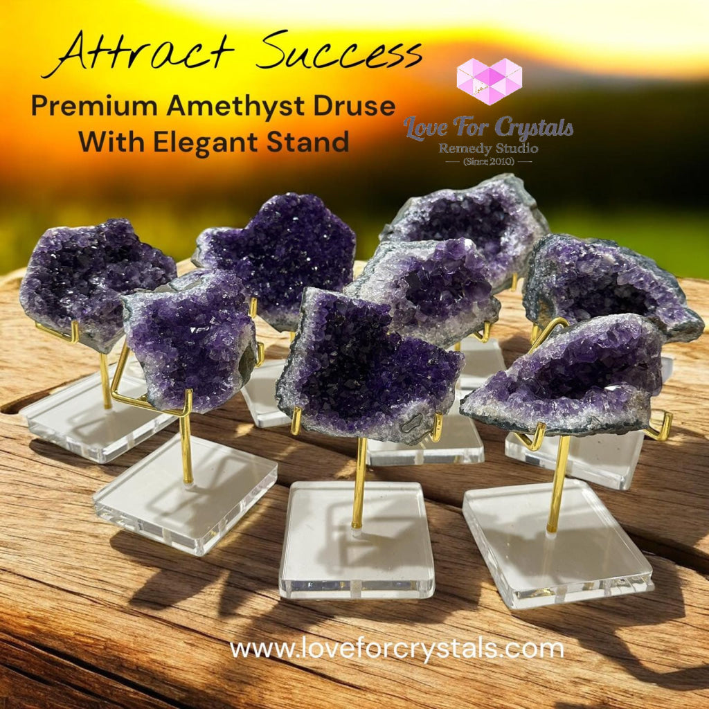 Attract Success Premium Amethyst Druse with Stand (Brazil) Pre-coded & Activated Amethyst