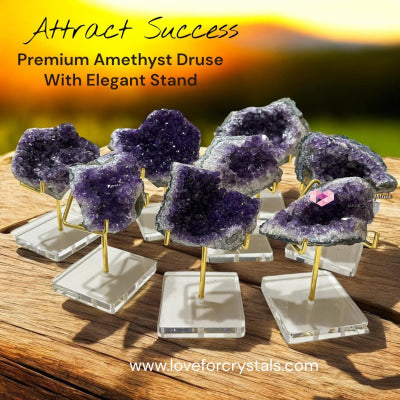 Attract Success Premium Amethyst Druse with Stand (Brazil) Pre-coded & Activated Amethyst
