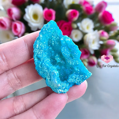 Aura Quartz Geode (35-55Mm) Brazil Aqua Blue 40Mm