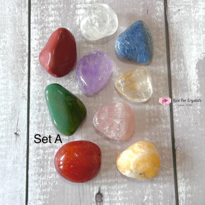 Basic Crystal Tumbled Remedy Set (Brazil) 9 Stones 35-50Mm Each A Sets