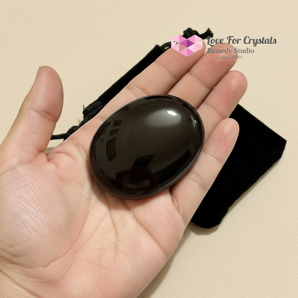 Black Obsidian Energy Shield Palm Stone 45mm (Encoded & attuned) Random Piece (45mm) Obsidian