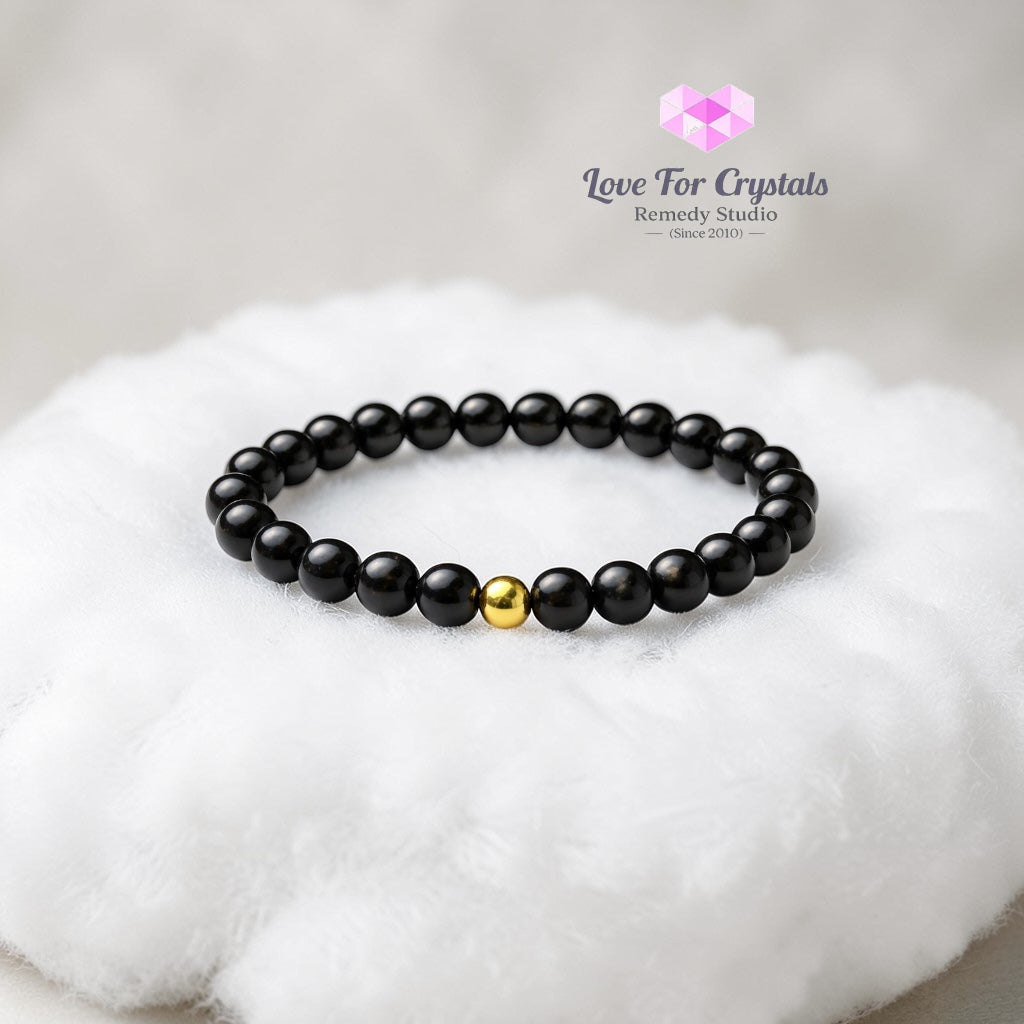 Black Obsidian Personal Protection 6mm Bracelet with 14k gold filled bead Bracelets & Bangles