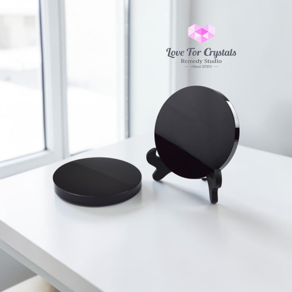 Black Obsidian Scrying Mirror 50mm with stand