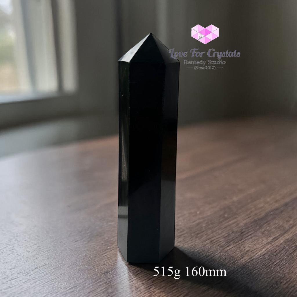 Black Tourmaline Anchor Point (Compounded with Graphite) - 515g 160mm - Black tourmaline