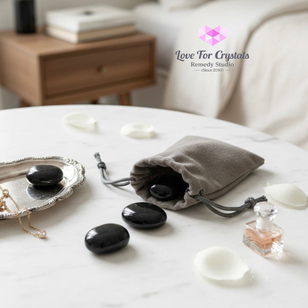 Black Tourmaline Protection Pocket Stones (15-20mm Set) Random Set (3 stones 15-20mm) Black tourmaline