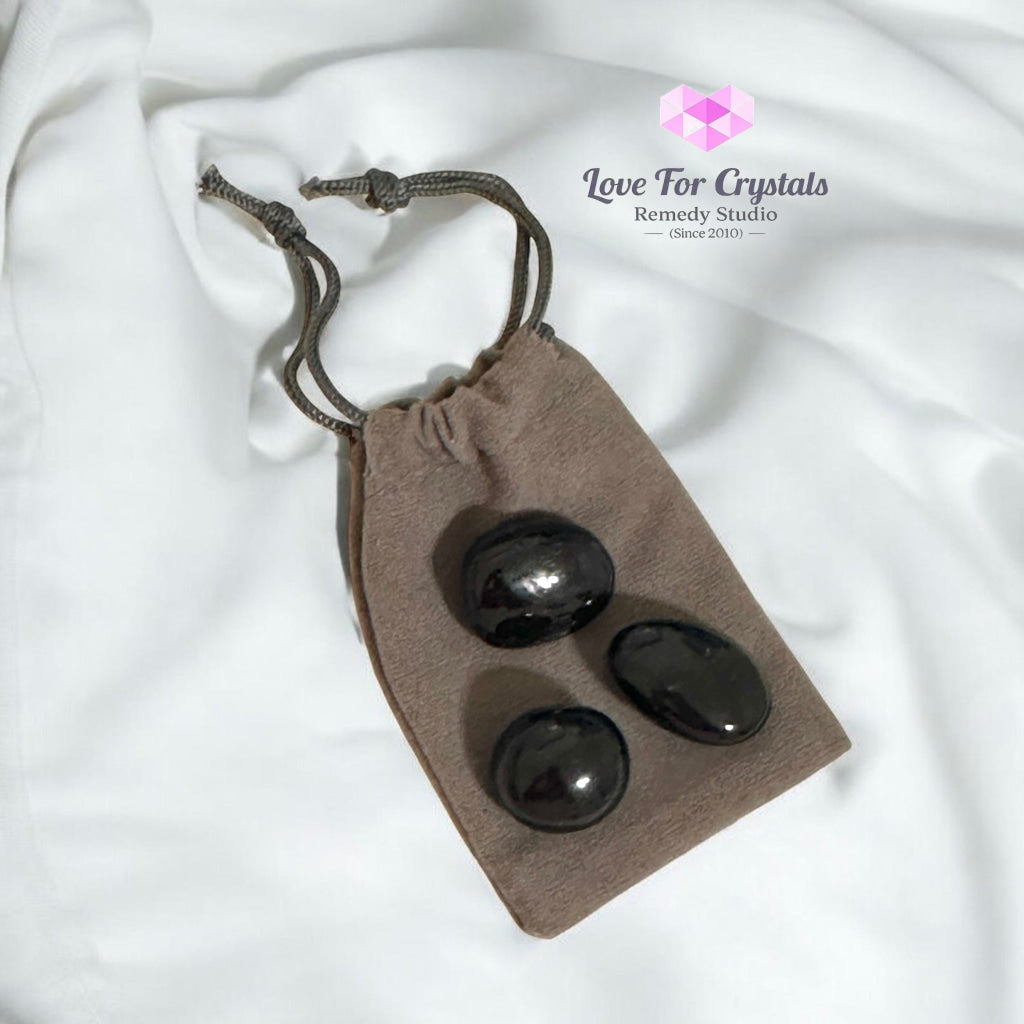 Black Tourmaline Protection Pocket Stones (15-20mm Set) Random Set (3 stones 15-20mm) Black tourmaline