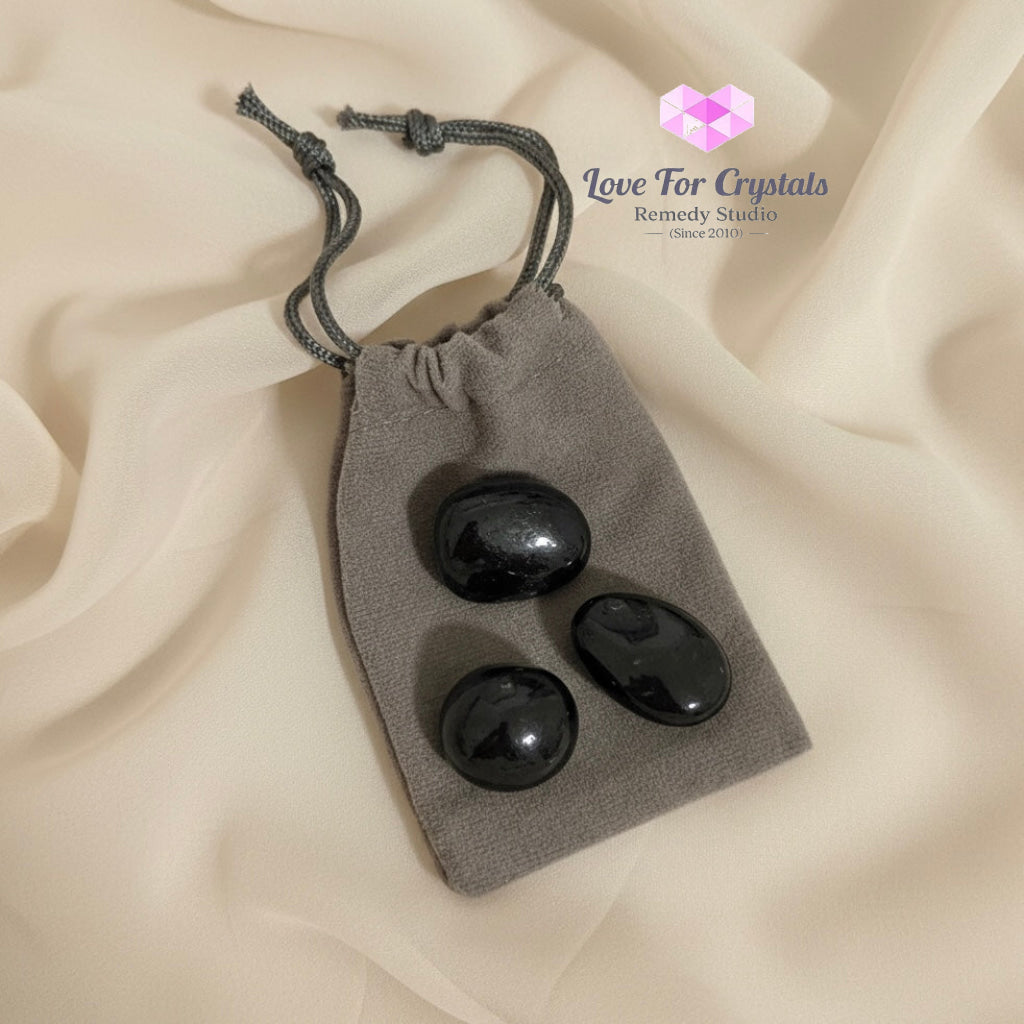 Black Tourmaline Protection Pocket Stones (15-20mm Set) Random Set (3 stones 15-20mm) Black tourmaline