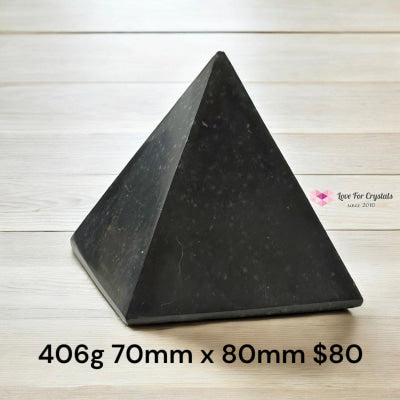 Black Tourmaline & Black Quartz Compounded Pyramid 70mm (Pre-coded & Activated) 406g 70mm x 80mm Tourmaline