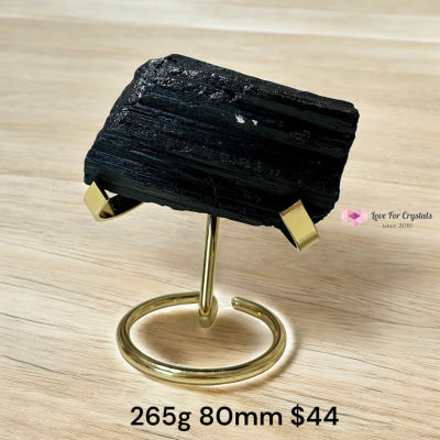 Black Tourmaline Raw with Elegant Stand (Pre-coded & Activated) 265g 80mm Black tourmaline