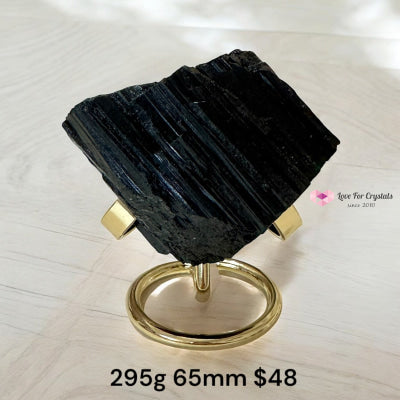 Black Tourmaline Raw with Elegant Stand (Pre-coded & Activated) 295g 65mm Black tourmaline