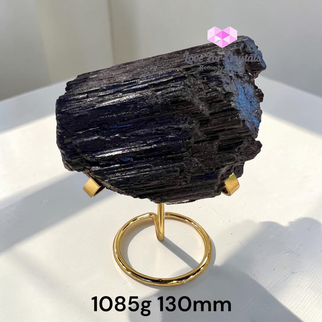 Black Tourmaline Raw with Stand (Brazil) - 1085g 130mm - Black tourmaline