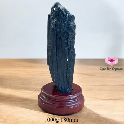 Black Tourmaline Raw with wooden stand (Large) Brazil AAA grade (Pre-activated) 1000g 180mm Raw crystals