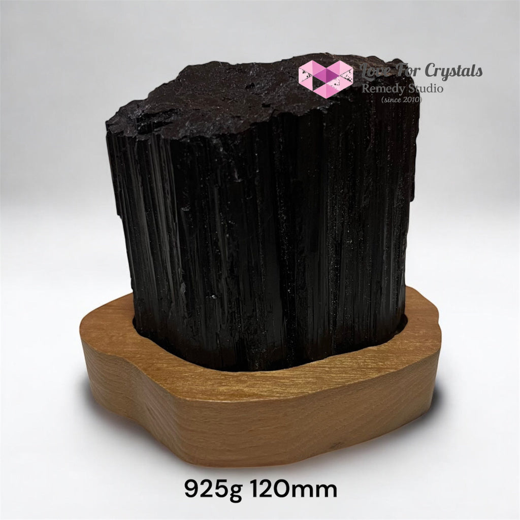 Black Tourmaline Raw with wooden stand (Large) Brazil AAA grade (Pre-activated) 925g 120mm Raw crystals