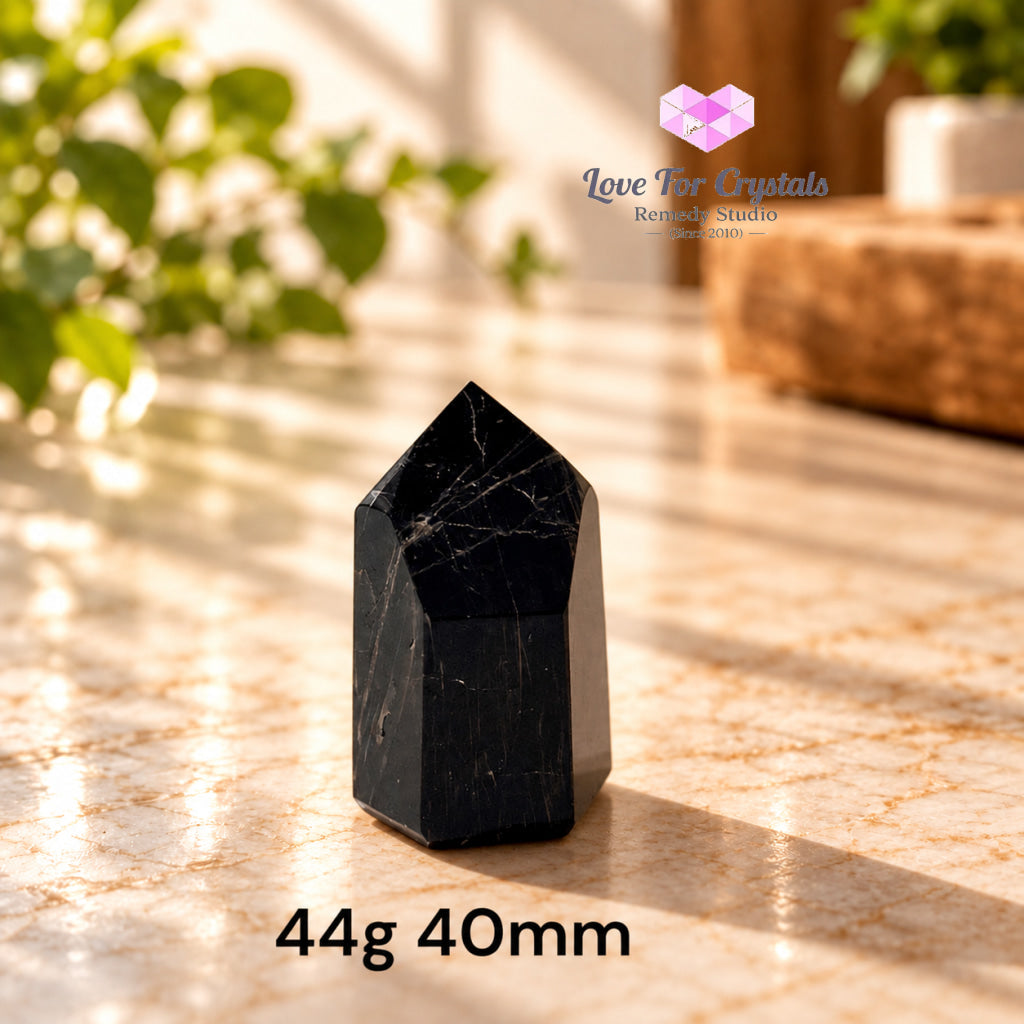 Black Tourmaline with Feldspar Mini Tower AAA (Brazil) - 44g 40mm - Black tourmaline