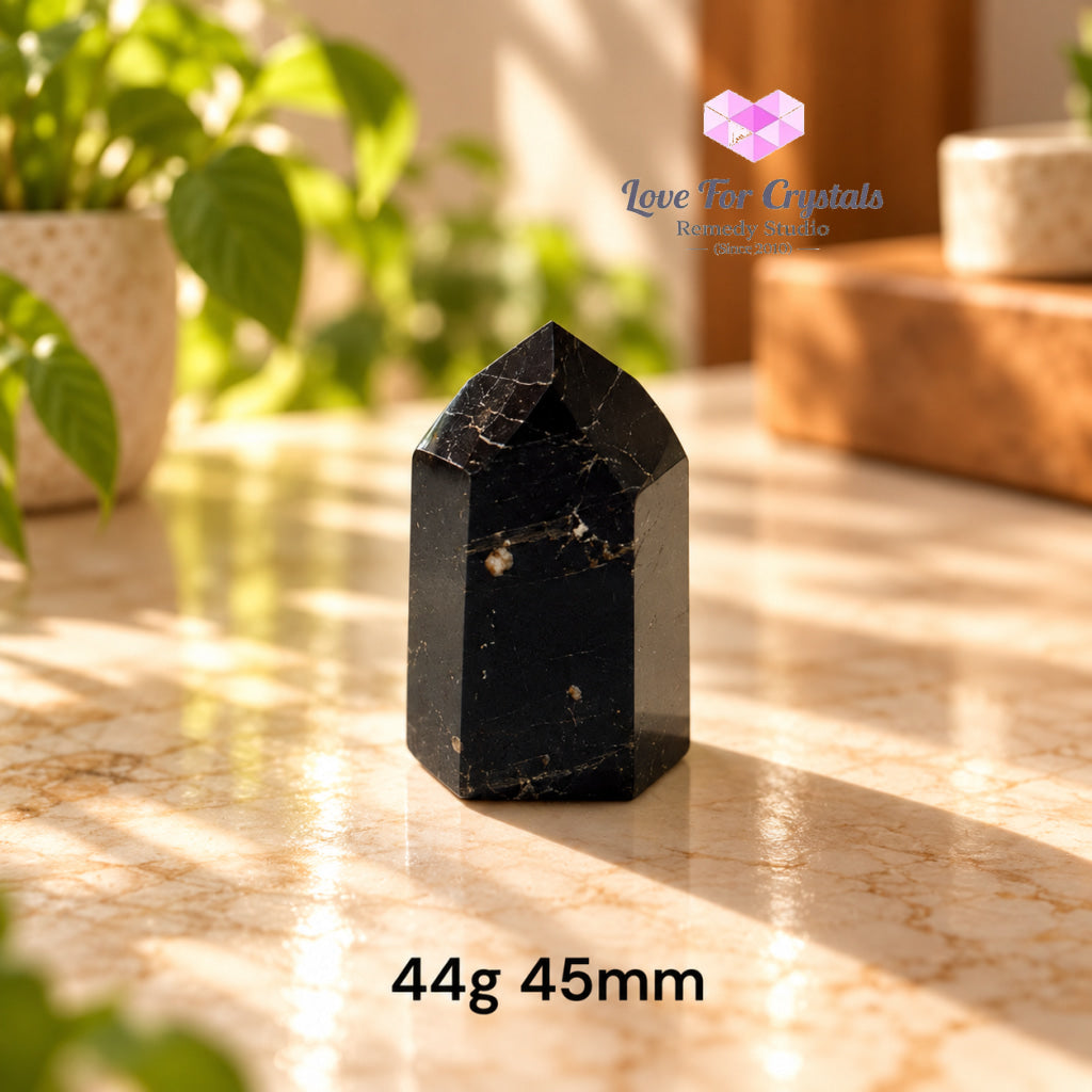 Black Tourmaline with Feldspar Mini Tower AAA (Brazil) - 44g 45mm - Black tourmaline