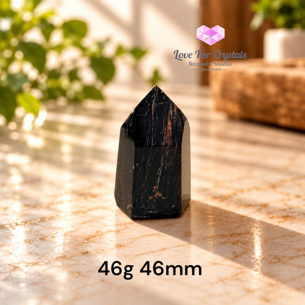 Black Tourmaline with Feldspar Mini Tower AAA (Brazil) - 46g 46mm - Black tourmaline