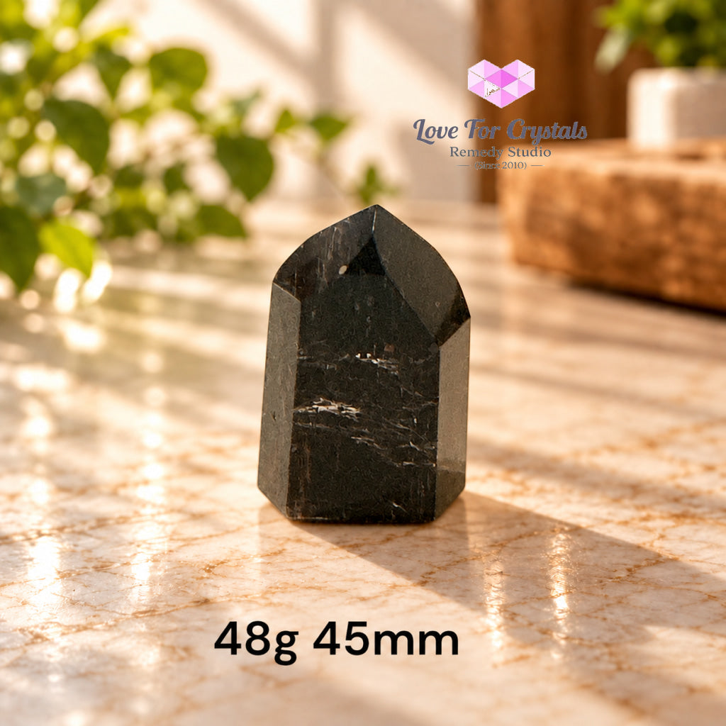 Black Tourmaline with Feldspar Mini Tower AAA (Brazil) - 48g 45mm - Black tourmaline