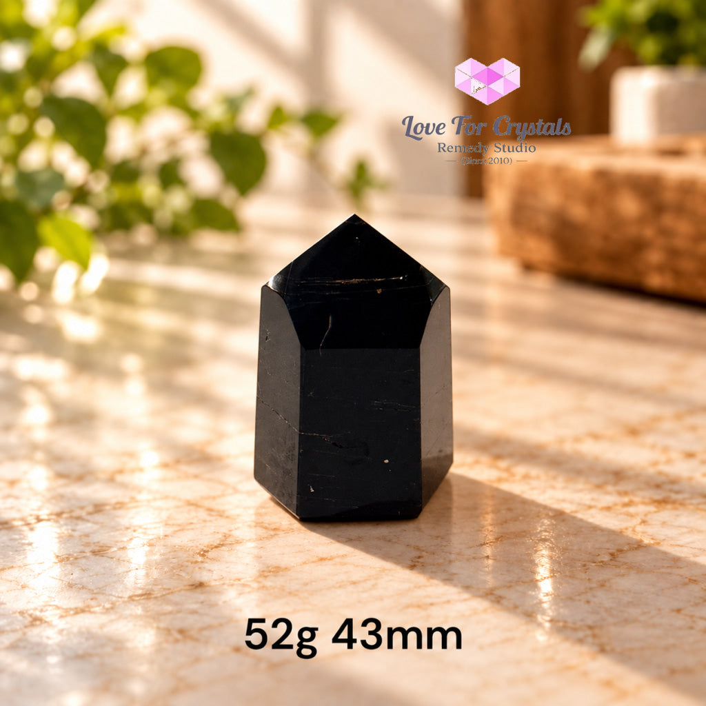 Black Tourmaline with Feldspar Mini Tower AAA (Brazil) - 52g 43mm - Black tourmaline