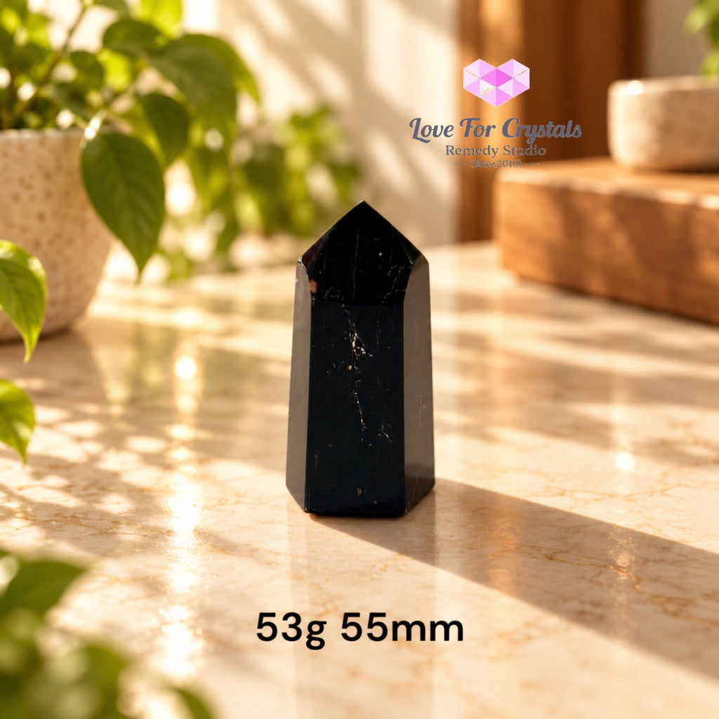 Black Tourmaline with Feldspar Mini Tower AAA (Brazil) - 53g 55mm - Black tourmaline